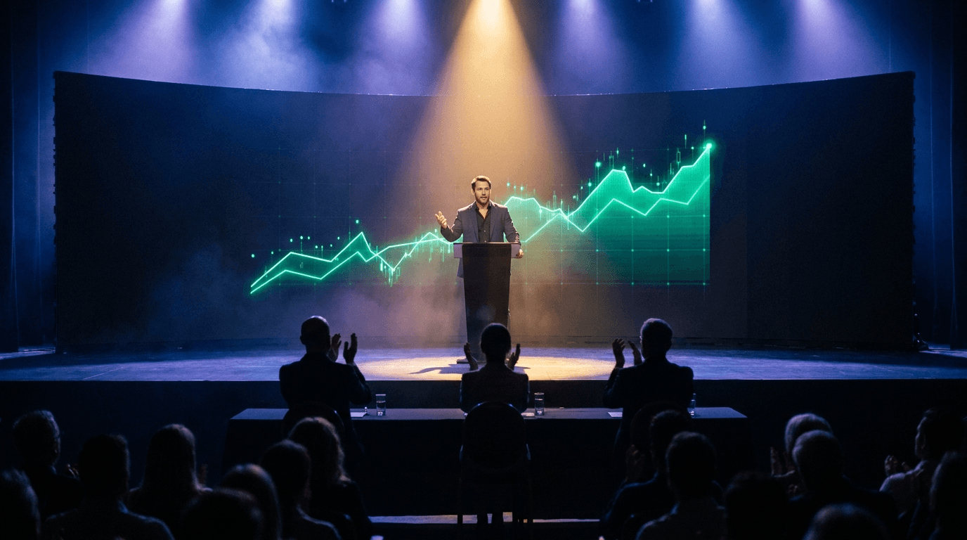 Entrepreneurs gathered for a live business marketplace presentation